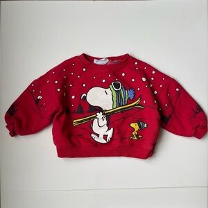 Zara Kids Baby Peanuts Red Snoopy Kids Hoodie 18-24 months Coton Charlie Brown